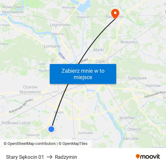 Stary Sękocin 01 to Radzymin map