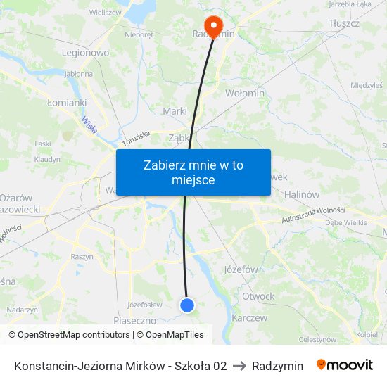 Konstancin-Jeziorna Mirków - Szkoła 02 to Radzymin map