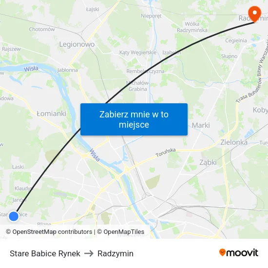 Stare Babice Rynek to Radzymin map