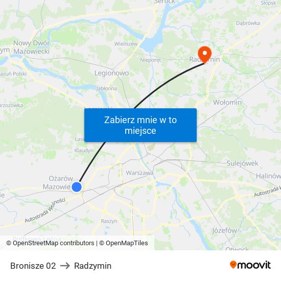 Bronisze 02 to Radzymin map