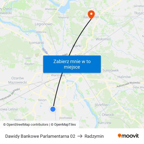 Dawidy Bankowe Parlamentarna 02 to Radzymin map