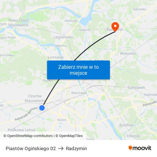 Piastów Ogińskiego 02 to Radzymin map