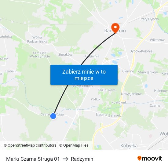 Marki Czarna Struga 01 to Radzymin map