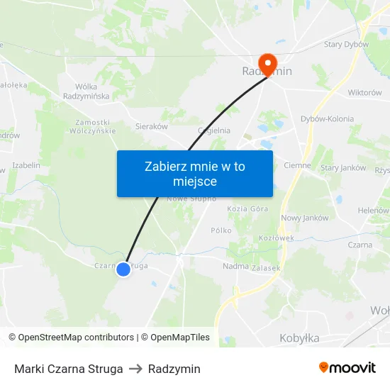 Marki Czarna Struga to Radzymin map