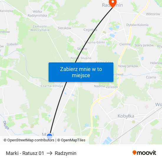 Marki - Ratusz 01 to Radzymin map