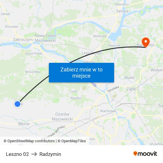 Leszno 02 to Radzymin map