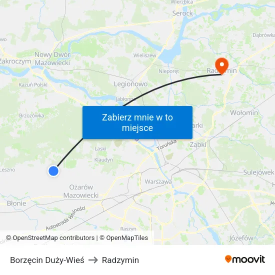Borzęcin Duży - Wieś to Radzymin map