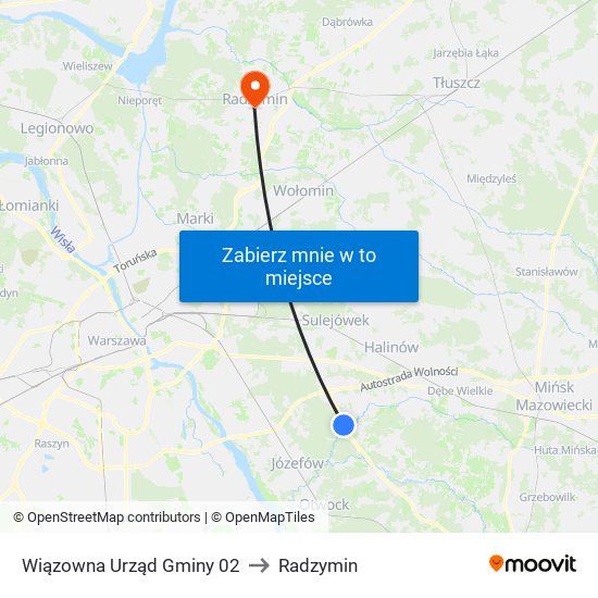 Wiązowna Urząd Gminy 02 to Radzymin map