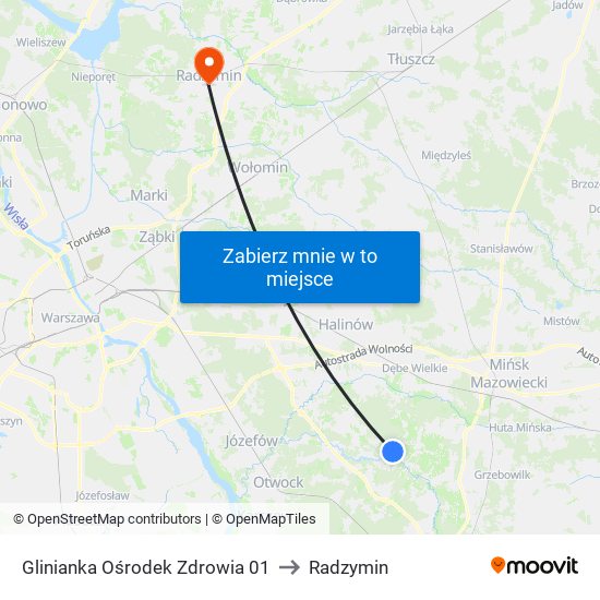 Glinianka Ośrodek Zdrowia 01 to Radzymin map