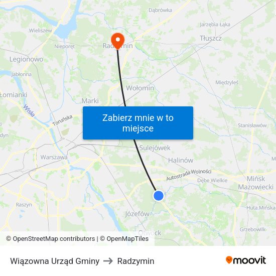 Wiązowna Urząd Gminy to Radzymin map