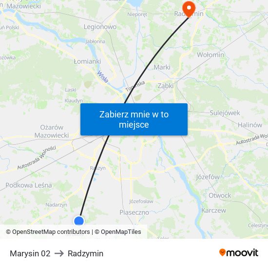 Marysin 02 to Radzymin map