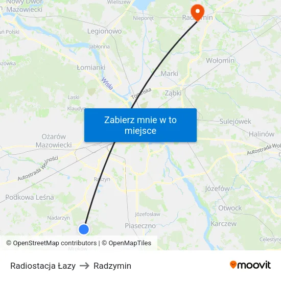Radiostacja Łazy to Radzymin map