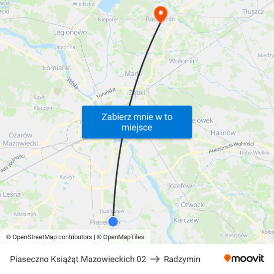 Piaseczno Książąt Mazowieckich 02 to Radzymin map