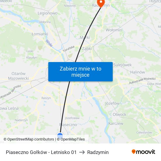 Piaseczno Gołków - Letnisko 01 to Radzymin map