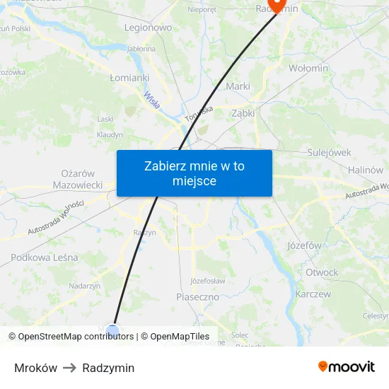 Mroków to Radzymin map