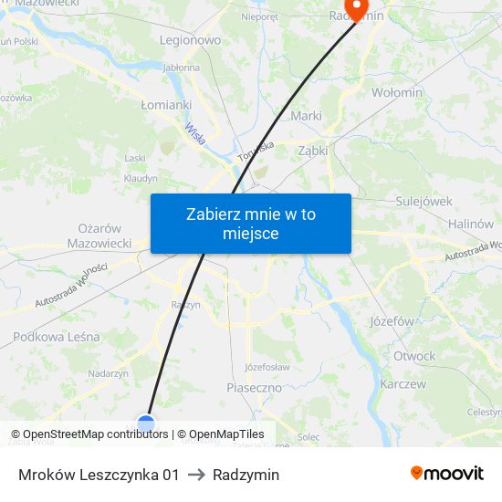 Mroków Leszczynka 01 to Radzymin map