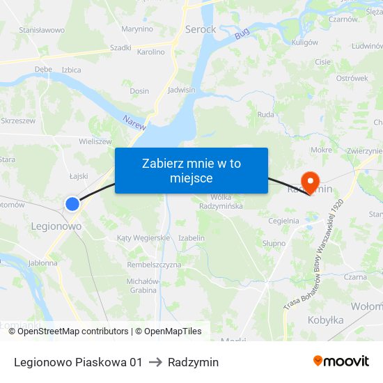 Legionowo Piaskowa 01 to Radzymin map