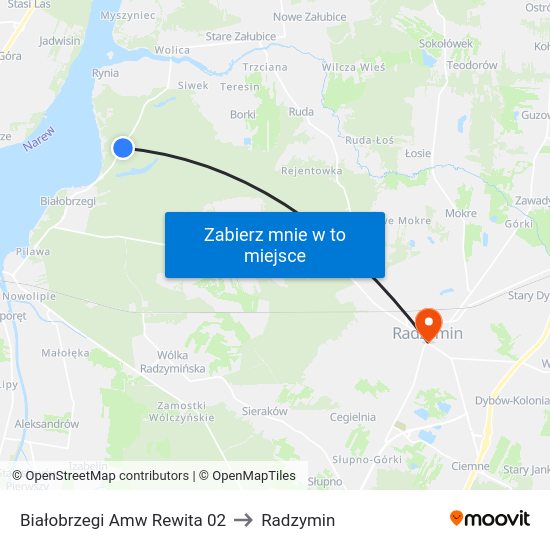 Białobrzegi Amw Rewita to Radzymin map