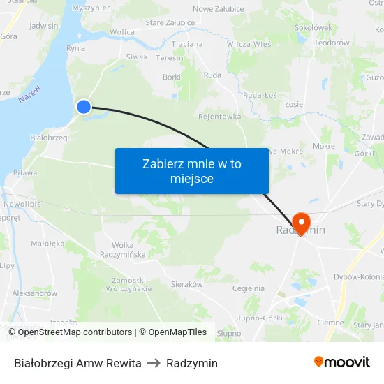 Białobrzegi Amw Rewita to Radzymin map