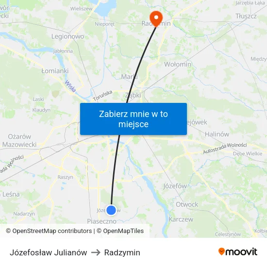 Józefosław Julianów to Radzymin map