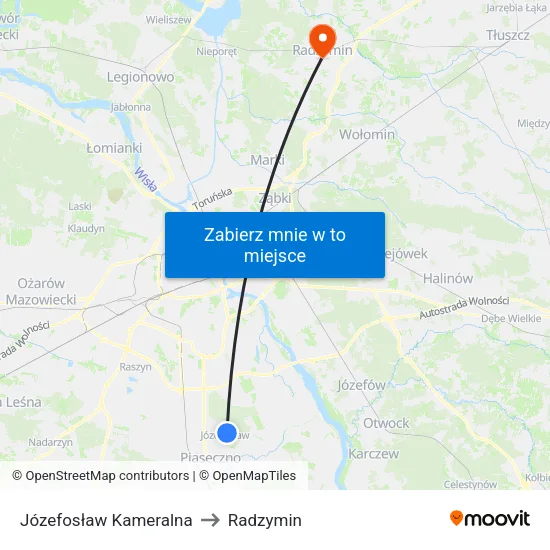 Józefosław Kameralna to Radzymin map