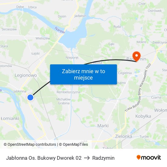 Jabłonna Os. Bukowy Dworek 02 to Radzymin map