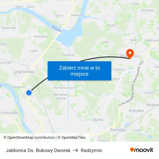 Jabłonna Os. Bukowy Dworek to Radzymin map