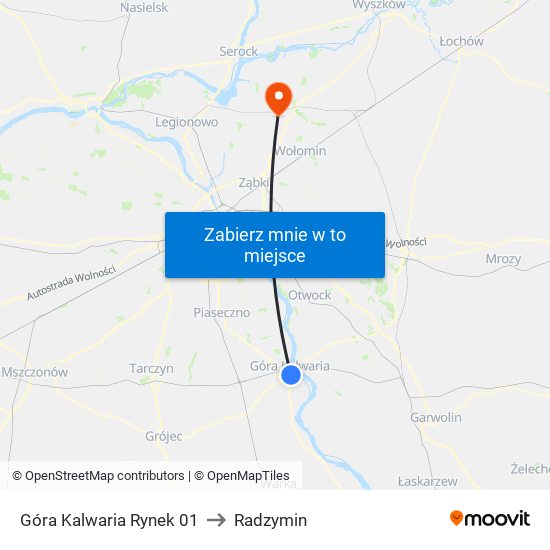 Góra Kalwaria Rynek 01 to Radzymin map