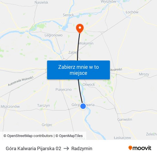 Góra Kalwaria Pijarska 02 to Radzymin map