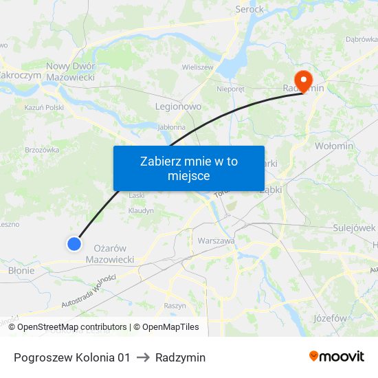 Pogroszew Kolonia 01 to Radzymin map