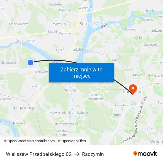 Wieliszew Przedpełskiego 02 to Radzymin map