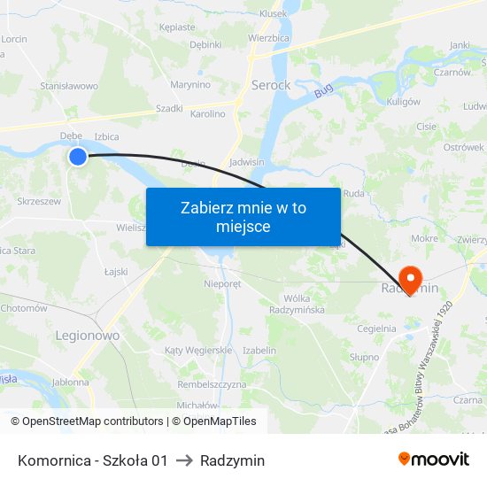 Komornica - Szkoła 01 to Radzymin map