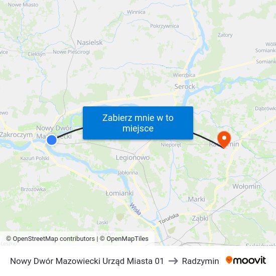 Nowy Dwór Mazowiecki Urząd Miasta 01 to Radzymin map