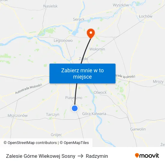 Zalesie Górne Wiekowej Sosny to Radzymin map