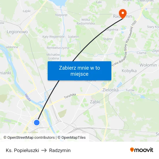 Ks. Popiełuszki to Radzymin map