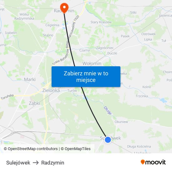 Sulejówek to Radzymin map