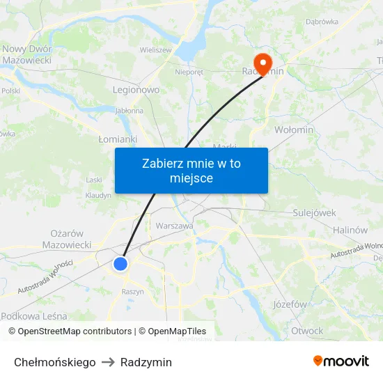 Chełmońskiego to Radzymin map