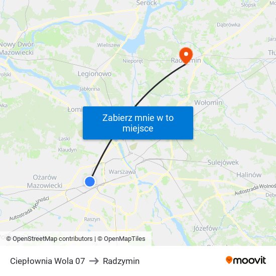 Ciepłownia Wola 07 to Radzymin map