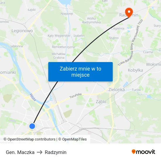 Gen. Maczka to Radzymin map