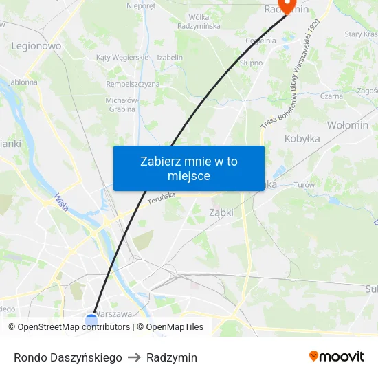 Rondo Daszyńskiego to Radzymin map