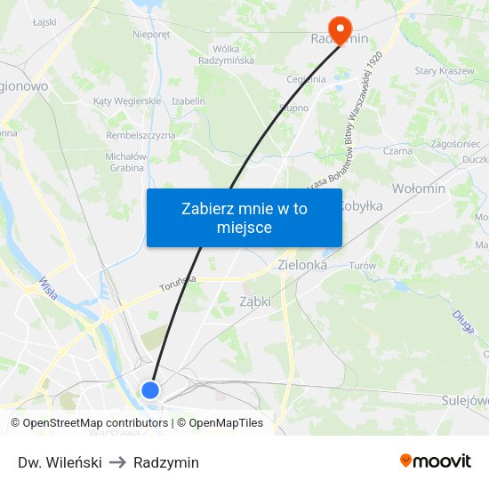 Dw. Wileński to Radzymin map