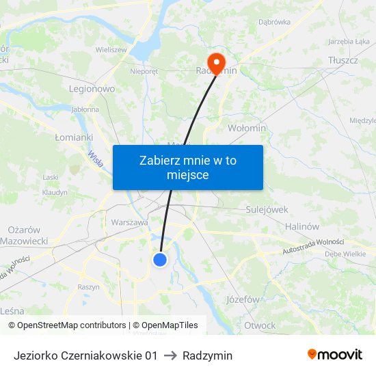 Jeziorko Czerniakowskie 01 to Radzymin map