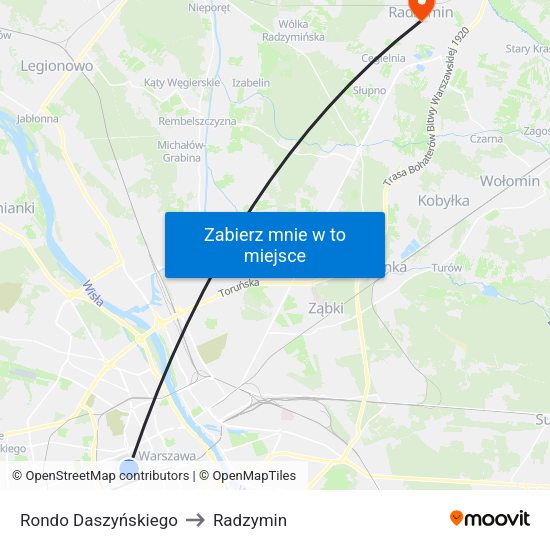 Rondo Daszyńskiego to Radzymin map