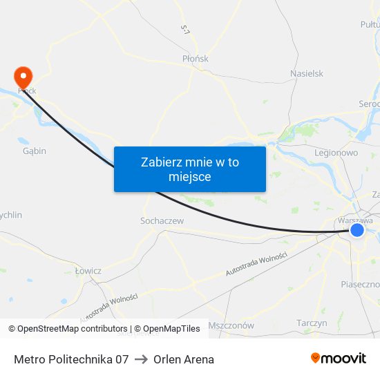 Metro Politechnika 07 to Orlen Arena map