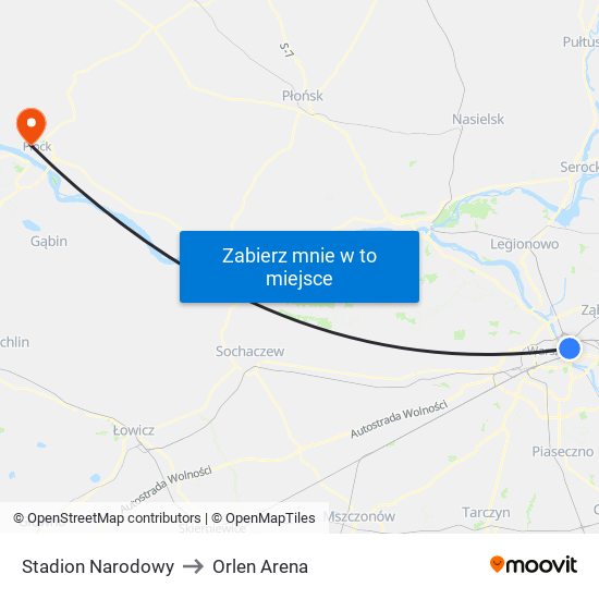 Stadion Narodowy to Orlen Arena map