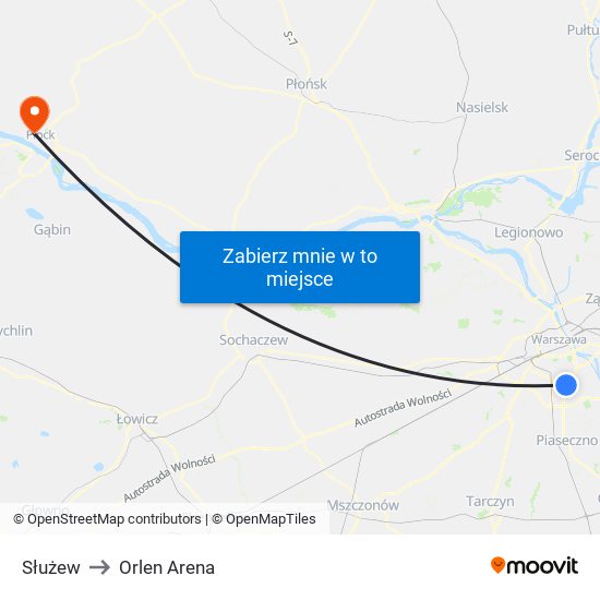 Służew to Orlen Arena map