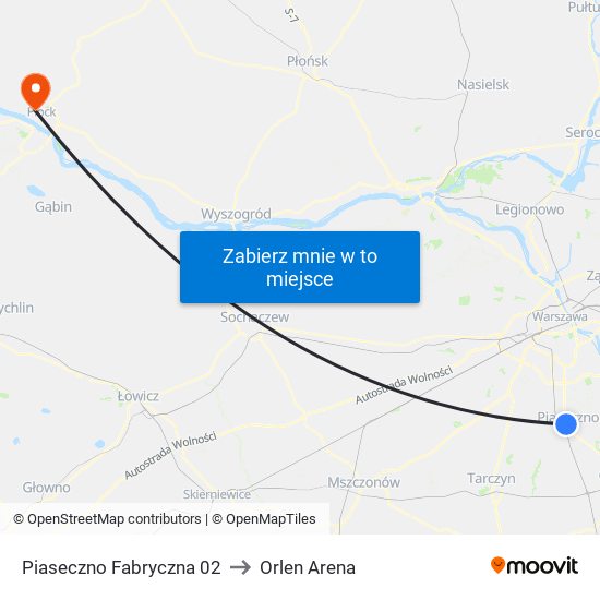 Piaseczno Fabryczna 02 to Orlen Arena map