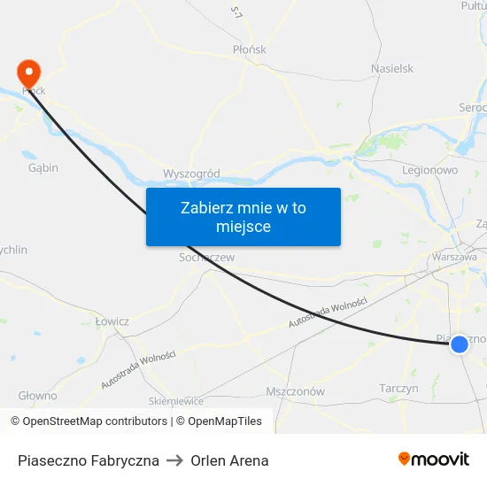 Piaseczno Fabryczna to Orlen Arena map
