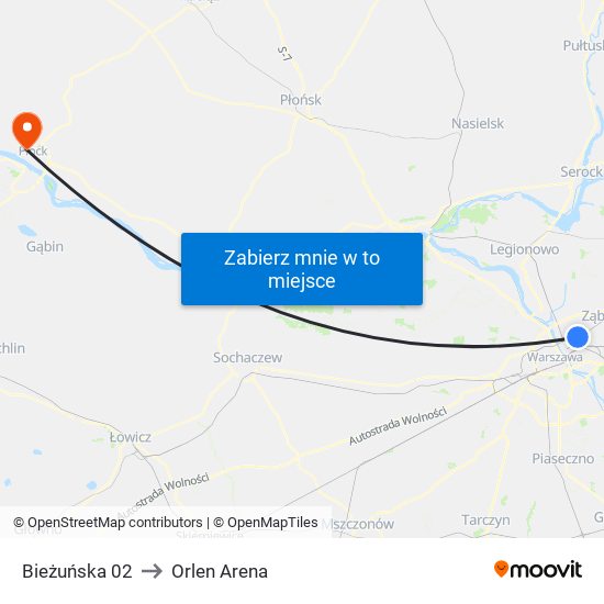 Bieżuńska 02 to Orlen Arena map