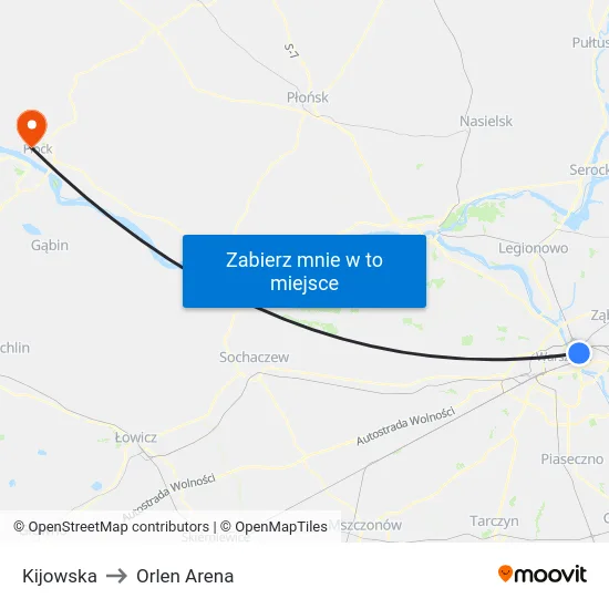 Kijowska to Orlen Arena map
